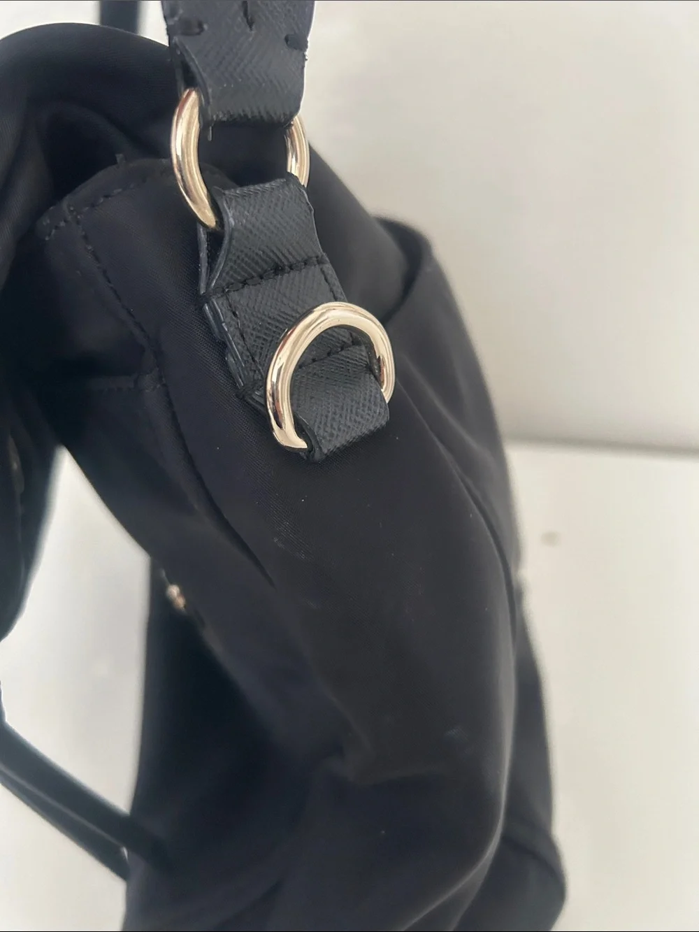 kate spade Black Nylon Fold-Over Shoulder Bag with Gold Hardware